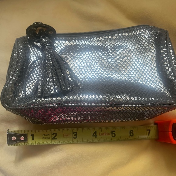Michael Kors grey metallic faux snake skin design make up bag . - Picture 9 of 9